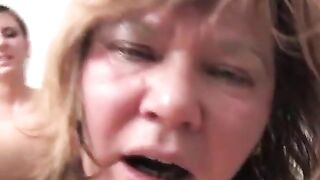 Chubby mature lesbian fucked by horny young teen