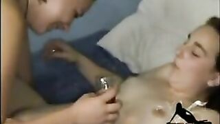 Two lesbian girlfriends having fun. Amateur lesbian teens