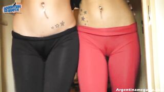 Girlfriends in Tight Pants! Double Cameltoe! 2 Round Asses!