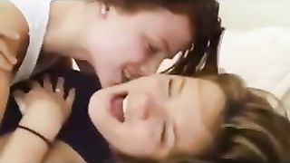 Hot teen lesbian twin fuck with strap-on