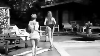 Two Busty Girls Shaking Boobs in Pool (1960s Vintage)