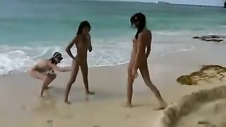Skinny Teens At Public Beach...F70