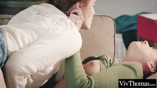 Horny lesbians eat and finger each other to powerful orgasms