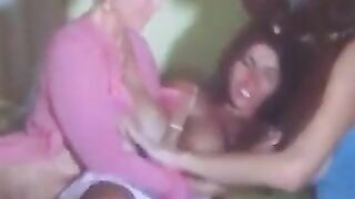 Vintage lesbian nipple licking threesome