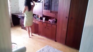 Teen bald her legs and twat then went to get clothed