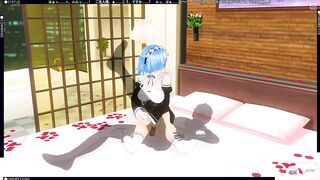 CG ANIME RE ZERO Rem pounces on a large weenie