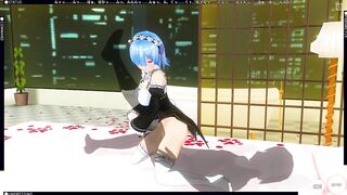 CG ANIME RE ZERO Rem pounces on a large weenie