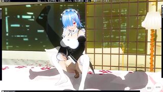 CG ANIME RE ZERO Rem pounces on a large weenie