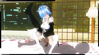 CG ANIME RE ZERO Rem pounces on a large weenie