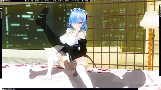 CG ANIME RE ZERO Rem pounces on a large weenie