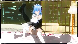 CG ANIME RE ZERO Rem pounces on a large weenie