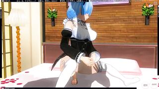 CG ANIME RE ZERO Rem pounces on a large weenie