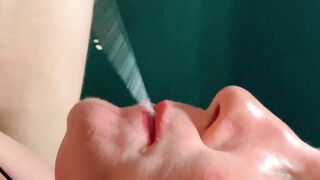 FORESKIN: This babe gags from biggest amounts of jizz , going down her mouth CLOSEUP