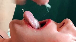 FORESKIN: This babe gags from biggest amounts of jizz , going down her mouth CLOSEUP