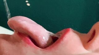 FORESKIN: This babe gags from biggest amounts of jizz , going down her mouth CLOSEUP