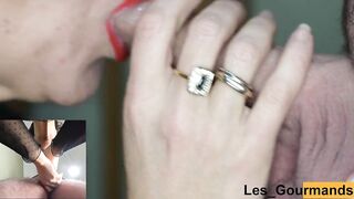 Large schlong blow job and drink – view from underneath