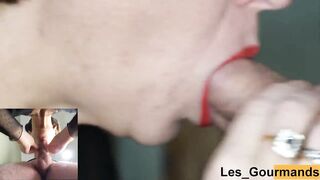 Large schlong blow job and drink – view from underneath