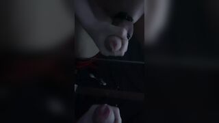 trans cutie cums with a taut dong ring on