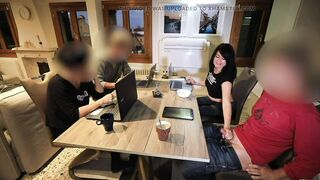 PUBLIC EXTRAORDINARY! HAWT WANG MADE TO CUM BELOW THE TABLE