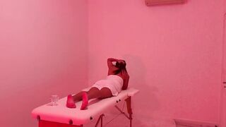 My massage therapist recorded my session with a cheerful ending.