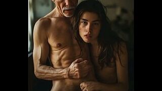 Very petite tiny eighteen year old tempted by old Granddad & Screwed like a floozy ( hunk voice over ) AI generated