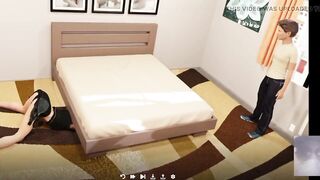 Sexy Stepsis Got Stuck Below the Daybed and I Surprise Her with My Dick!