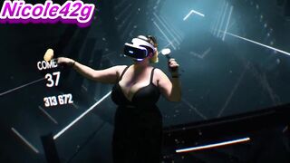 Nicole42g plays Beat Saber. S1 Ep1b: "Boundless" Playing in Brassiere! Difficulty Normal:)