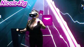 Nicole42g plays Beat Saber. S1 Ep1b: "Boundless" Playing in Brassiere! Difficulty Normal:)