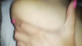 Stuffing her taut vagina with monster penis