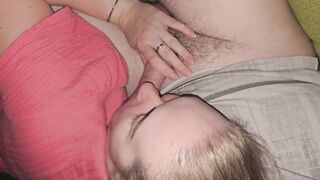 My Slutty Wife Plays with My Large Ramrod and Gives Me a Sexy Oral sex