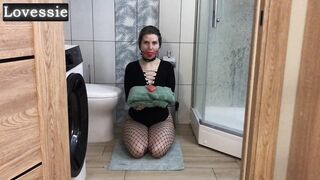 An tractable, sexy mother I'd like to fuck with a large booty serves her dom and becomes a piece of human furniture - Lovessie