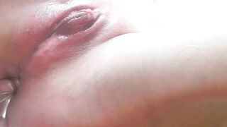 Teen masturbates in lace pants, takes 'em off, fingers and cums