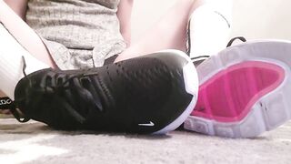 Nike Sneakers Taking Off Feet Play Lengthy Socks
