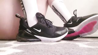 Nike Sneakers Taking Off Feet Play Lengthy Socks