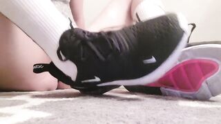 Nike Sneakers Taking Off Feet Play Lengthy Socks