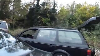 Wild Car Sex with Breasty Golden-haired Getting Drilled Outdoor