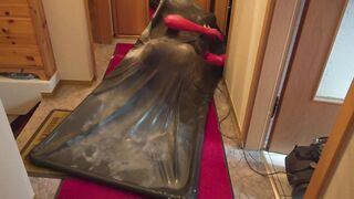 Vacbed with gloves and Russian Gasmask and fantasticrubber Catsuit