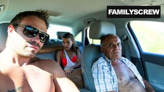Street Floozy Screwing with Older man, Step Son and Uncle