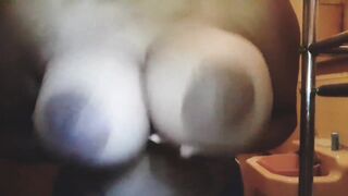 Rubbing my large boobs
