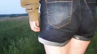 Desperately peeing my shorts in public makes me feel so nasty ;)