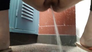 Pissing on gyms locker room floor