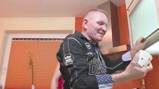 German mother I'd like to fuck - Blond with large breasts drilled in kitchen
