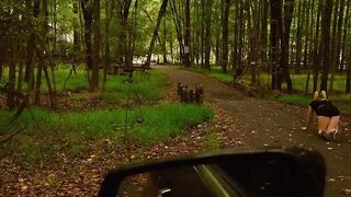 nineteen-year old tractable Lexi Grey drinks piddle in the woods
