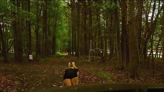nineteen-year old tractable Lexi Grey drinks piddle in the woods