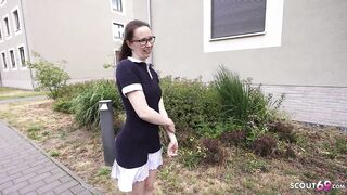 GERMAN SCOUT - Skinny and Shy German Glasses Student Gal Ronya Rabe at Casting Screw