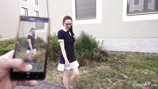 GERMAN SCOUT - Skinny and Shy German Glasses Student Gal Ronya Rabe at Casting Screw