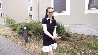 GERMAN SCOUT - Skinny and Shy German Glasses Student Gal Ronya Rabe at Casting Screw