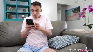 Stepbro goes wild when this chab lets AI generate his stepsis Kimmie Haze with his dick in her throat.The small redhead finds out and takes his wang out