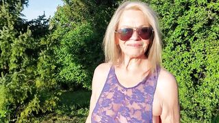Grandma Is Walking Around Her Garden in a Sheer Bodysuit