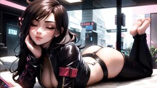 Cyberpunk Motorcycle Sweetheart Rendez-Vous at the High Rise Hotel AI